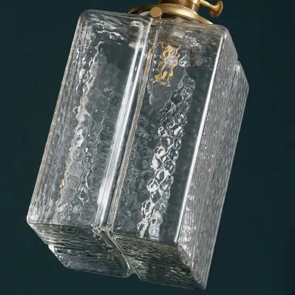 Modern Clear Glass Cuboid Hanging Pendant Light for Living Room Image - 12