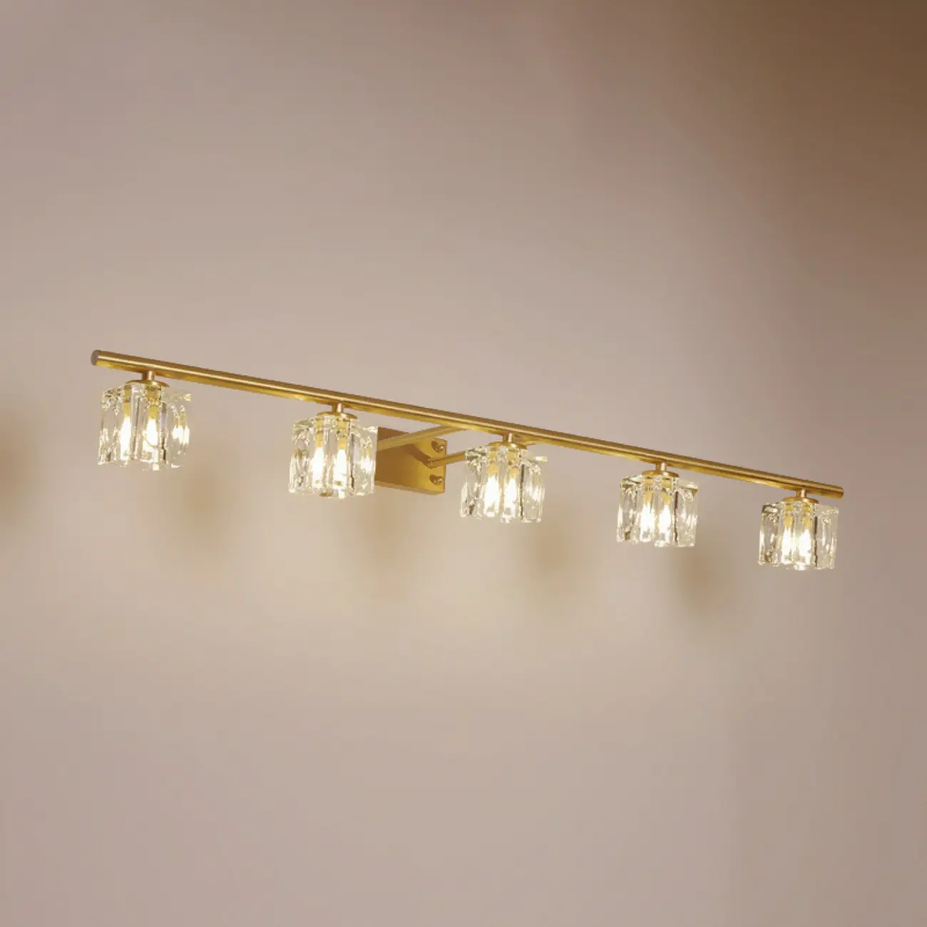 Modern Gold Bathroom Vanity Lights with Clear Crystal Shade Image - 9 | homeyfad