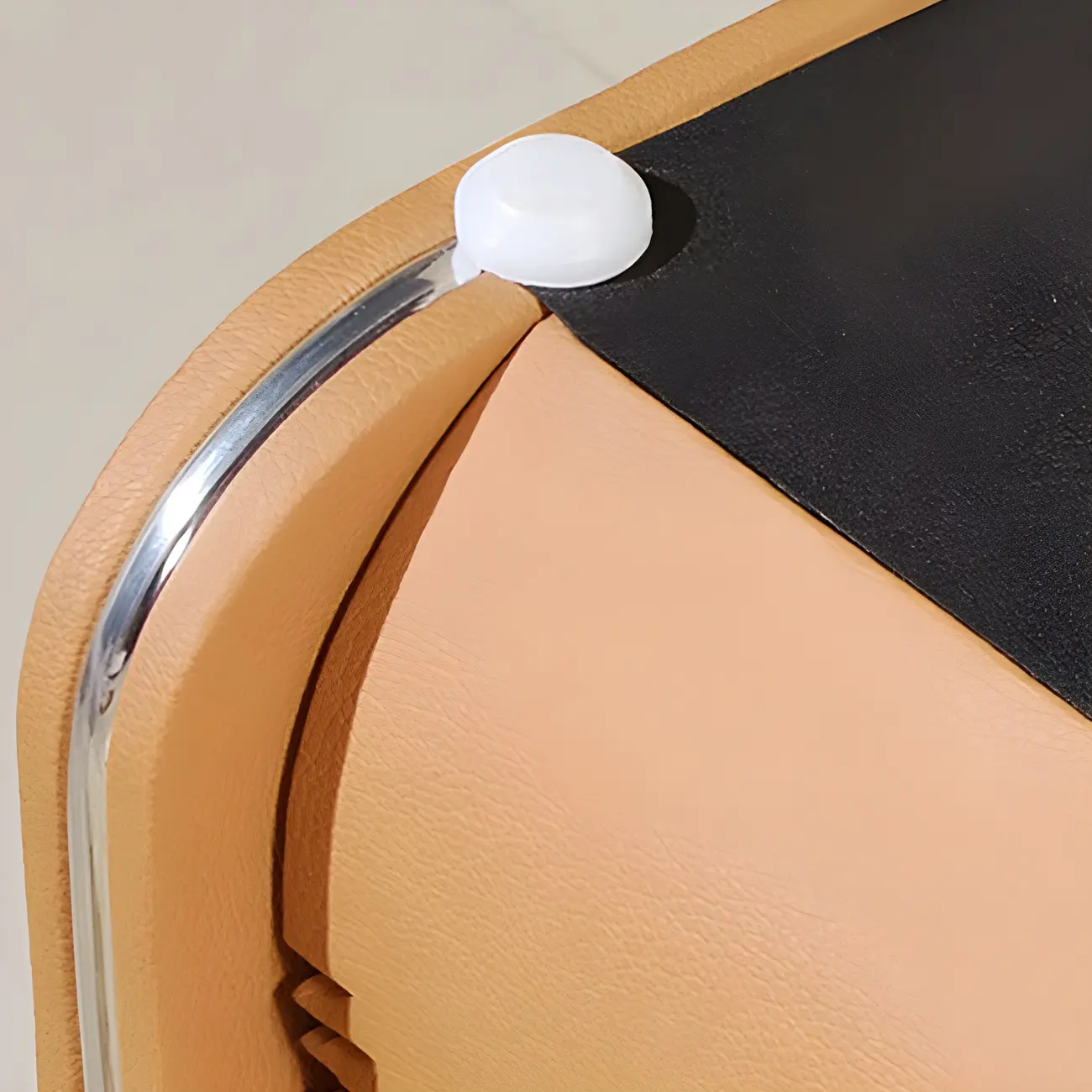 Stylish Leather Round Edge Bedside Table with 2 Drawers in Blue Image - 8 | homeyfad