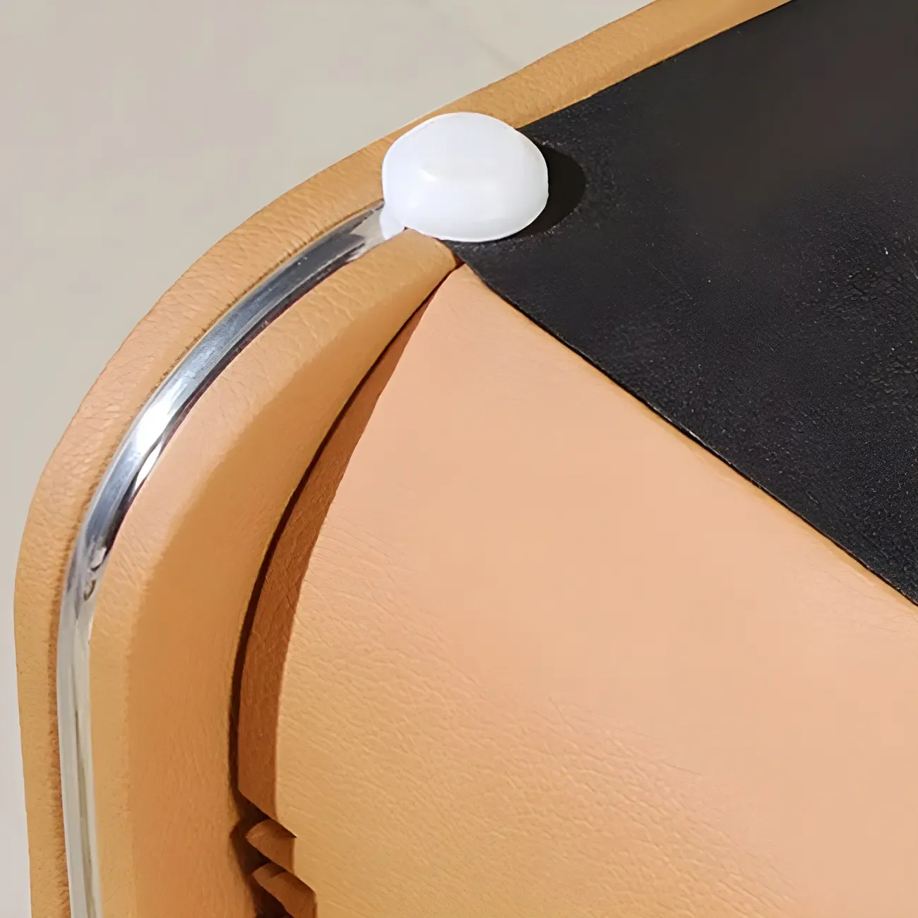 Stylish Leather Round Edge Bedside Table with 2 Drawers in Blue Image - 8