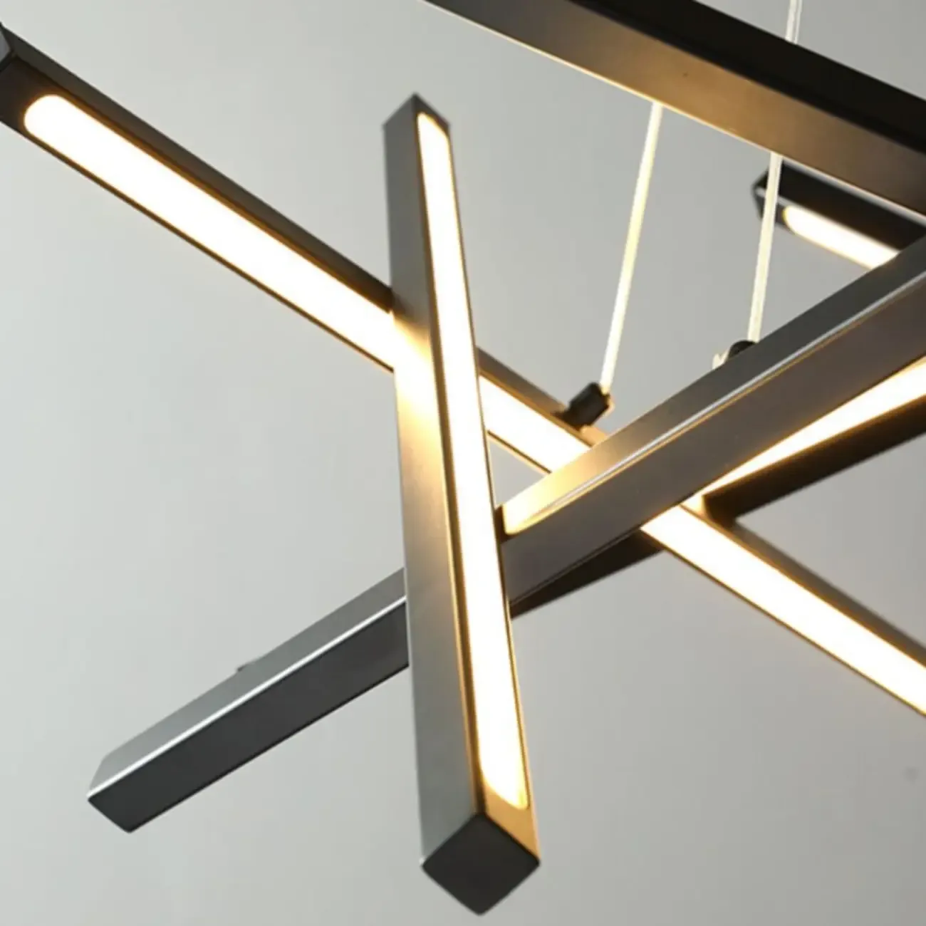 Modern Linear LED Chandelier with Geometric Metal Design Image - 16