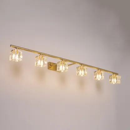 Modern Gold Bathroom Vanity Lights with Clear Crystal Shade Image - 10