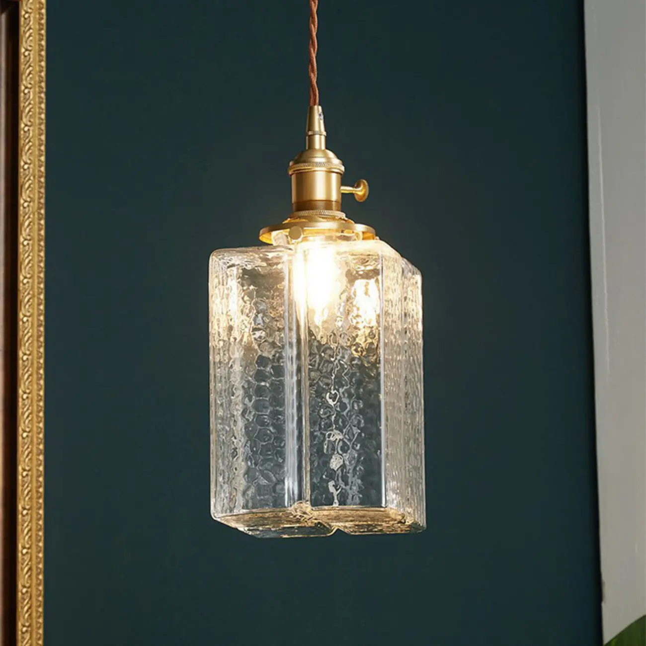 Modern Clear Glass Cuboid Hanging Pendant Light for Living Room Image - 14 | homeyfad