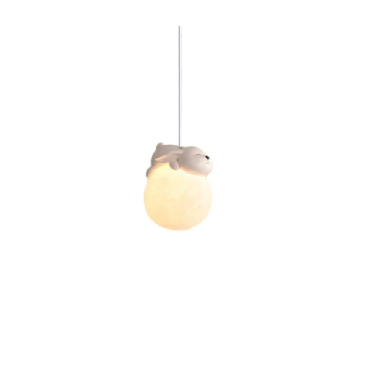 Kids Dimmable 3D Moon Pendant Light with Rabbit for Bedroom Image - 13 | homeyfad