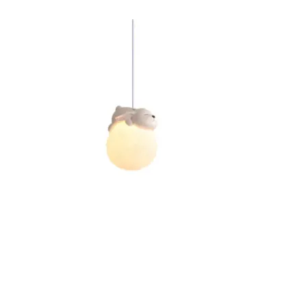 Kids Dimmable 3D Moon Pendant Light with Rabbit for Bedroom Image - 13