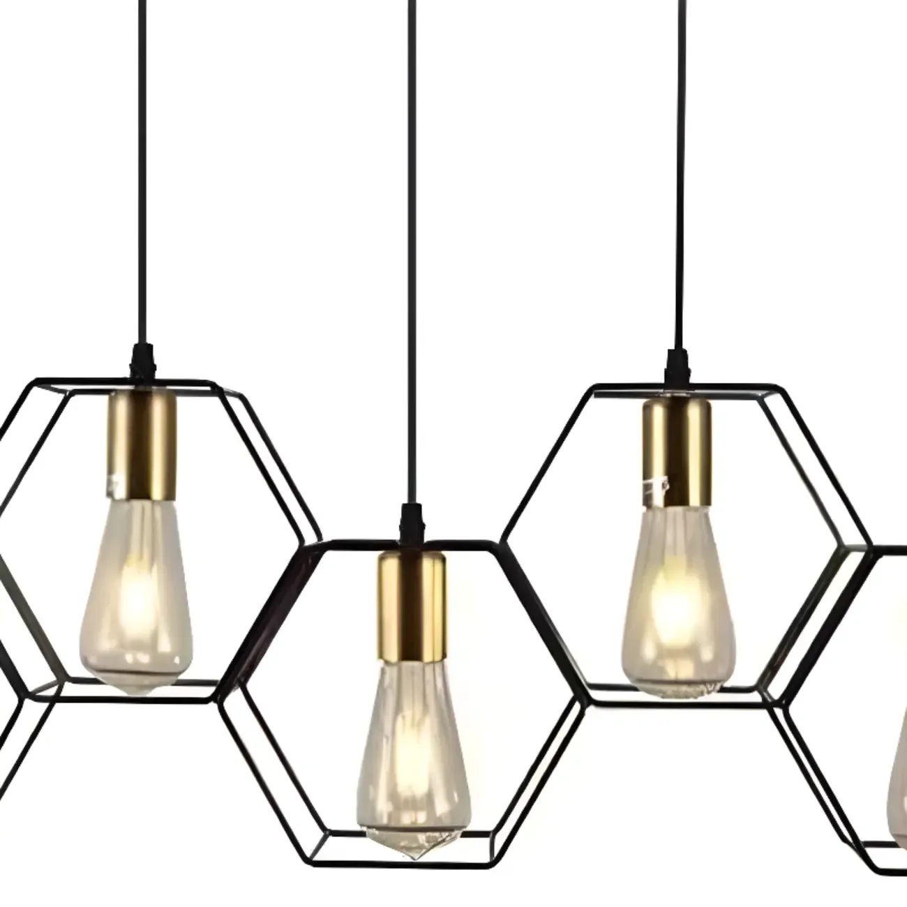 Industrial Island Light Metal Black Geometric Pendant Light for Kitchen Image - 11