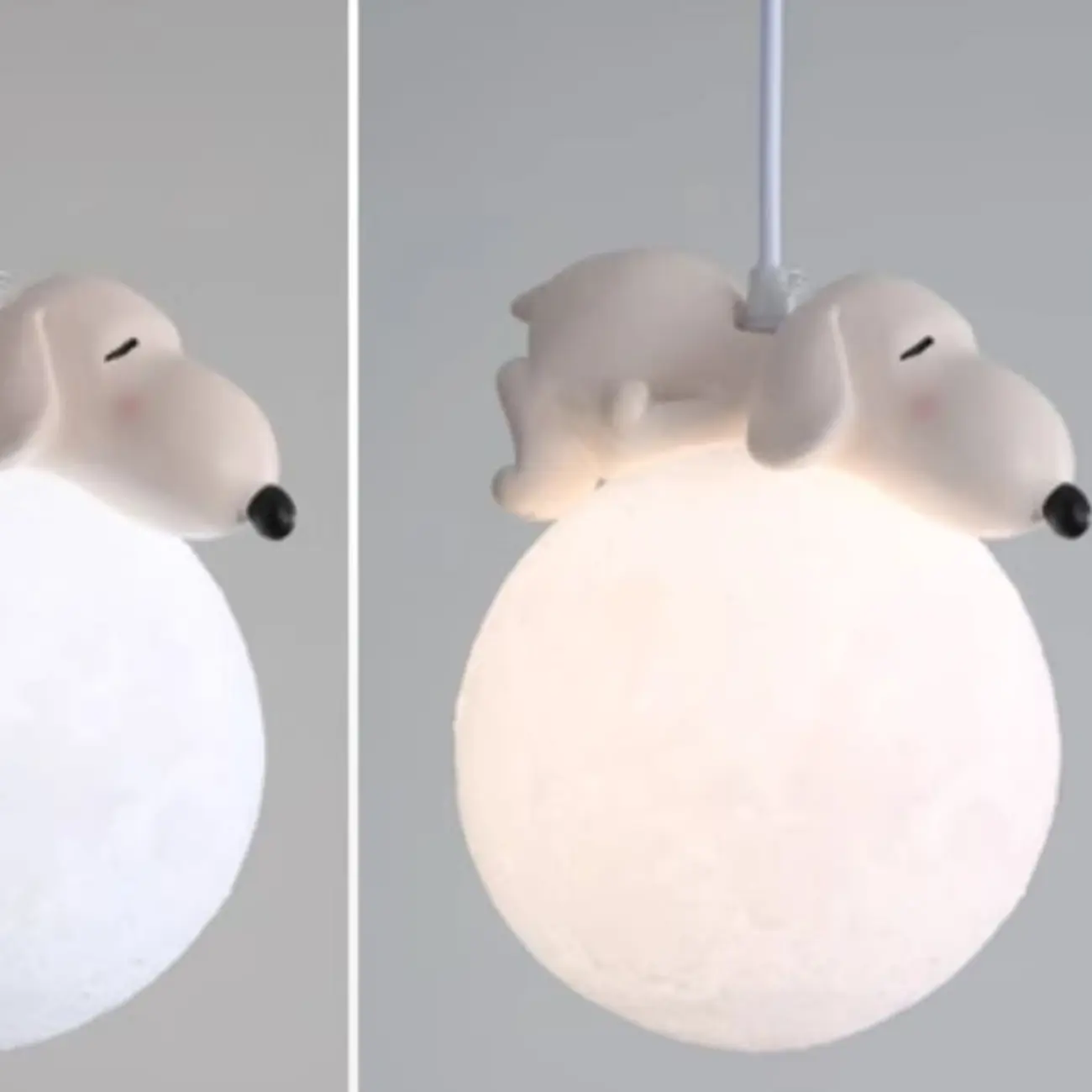 Kids Dimmable 3D Moon Pendant Light with Rabbit for Bedroom Image - 14 | homeyfad