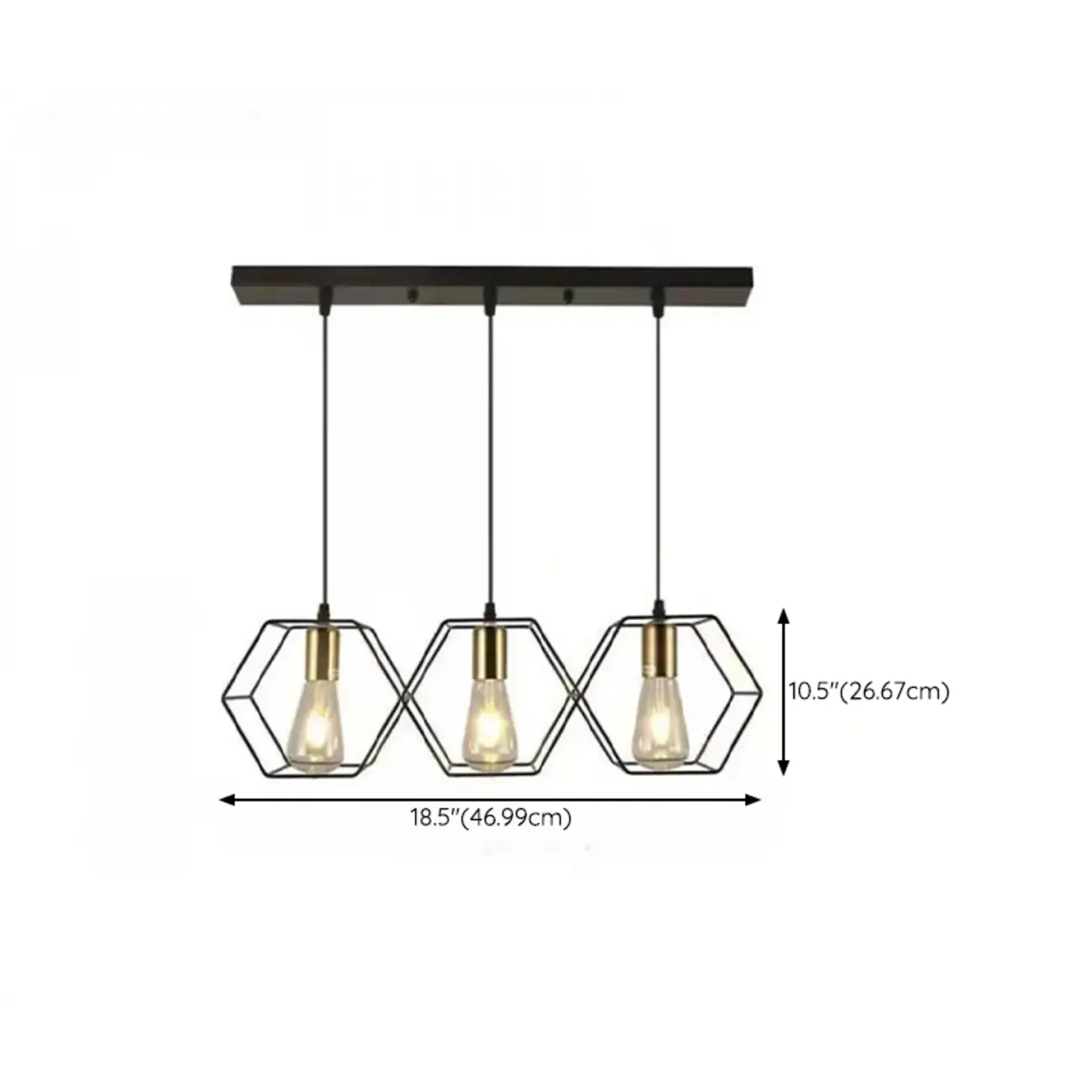 Industrial Island Light Metal Black Geometric Pendant Light for Kitchen #size | homeyfad