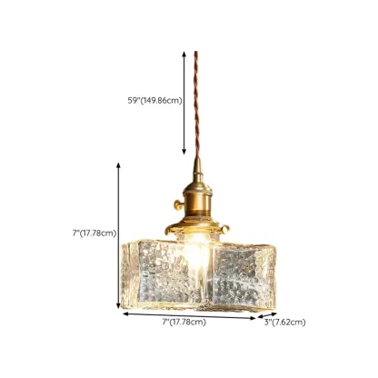 Modern Clear Glass Cuboid Hanging Pendant Light for Living Room Image - 16