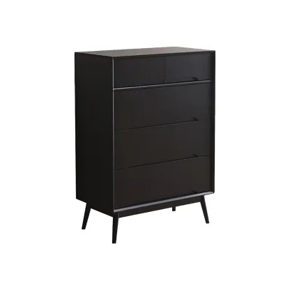 Retro Black Wood Dresser with Drawers storage for Bedroom Image - 4