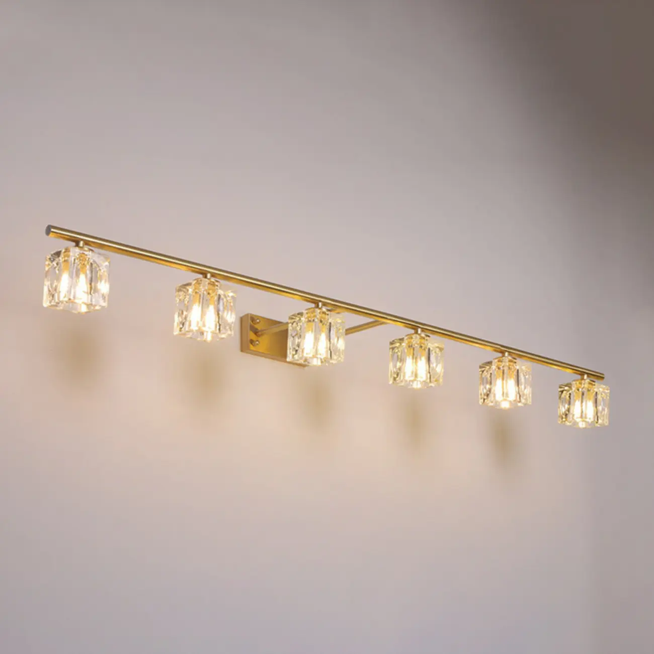 Modern Gold Bathroom Vanity Lights with Clear Crystal Shade Image - 13 | homeyfad