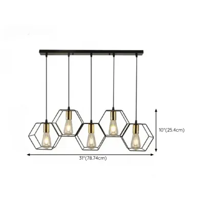 Industrial Island Light Metal Black Geometric Pendant Light for Kitchen Image - 13