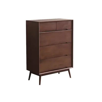 Retro Black Wood Dresser with Drawers storage for Bedroom Image - 6