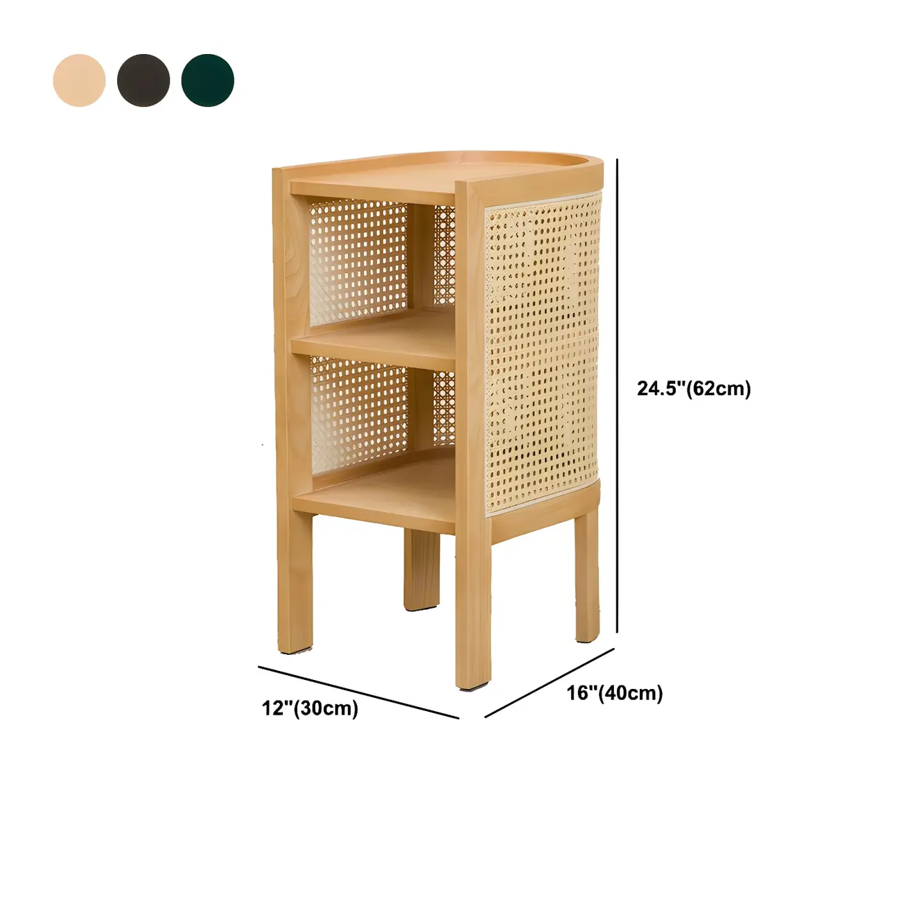 Rustic Natural Wooden Bedside Table with Open Storage Shelves #size | homeyfad