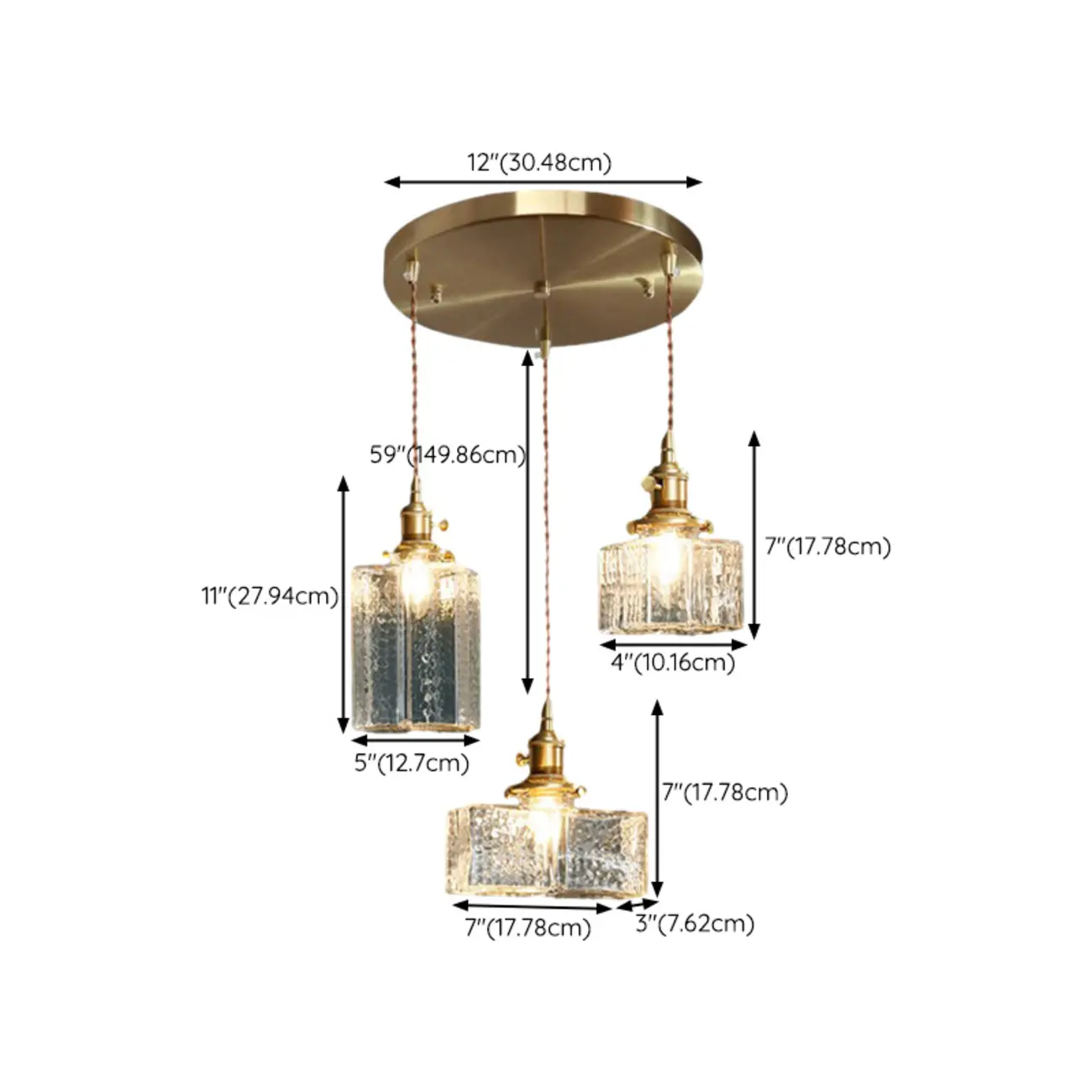 Modern Clear Glass Cuboid Hanging Pendant Light for Living Room Image - 18 | homeyfad