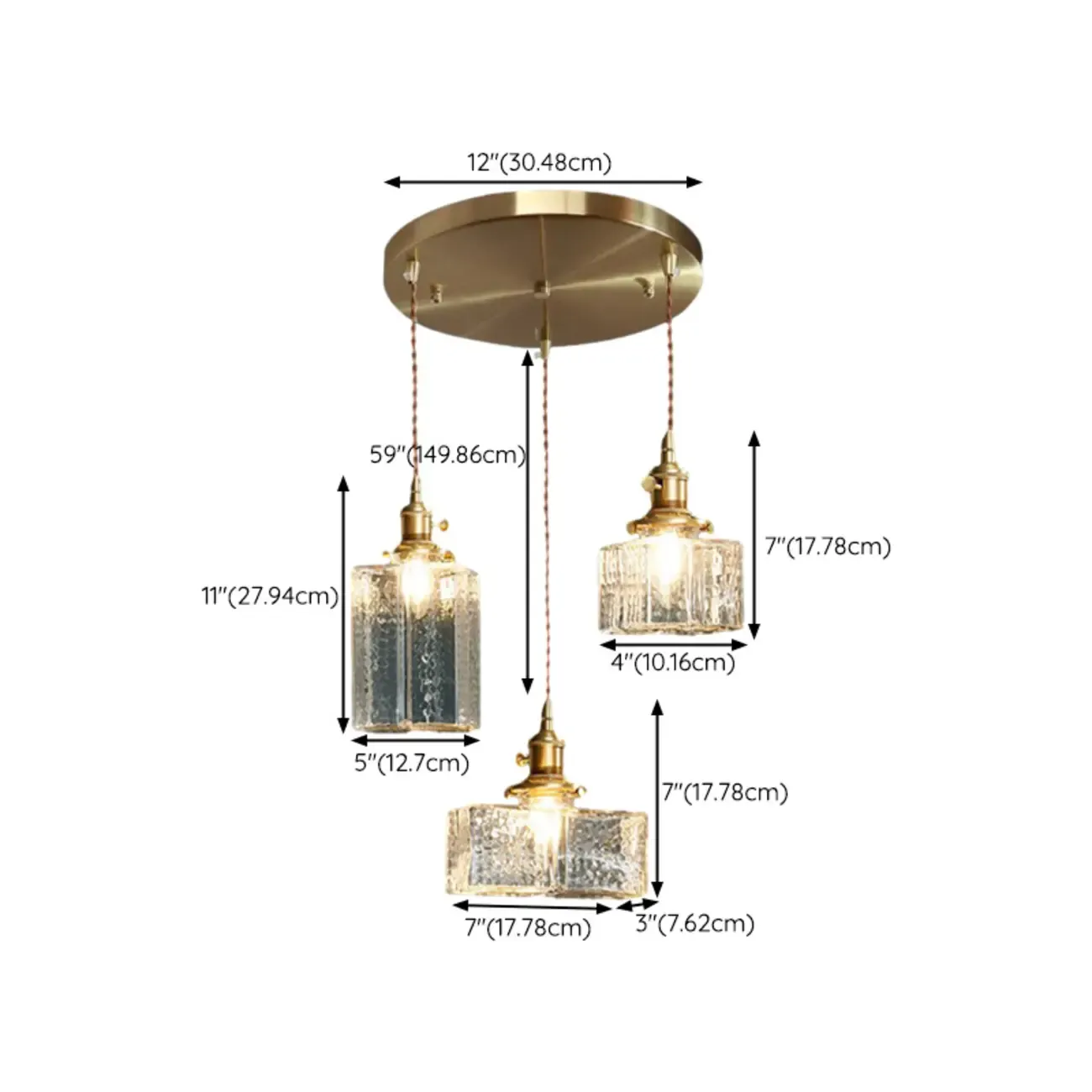 Modern Clear Glass Cuboid Hanging Pendant Light for Living Room Image - 18