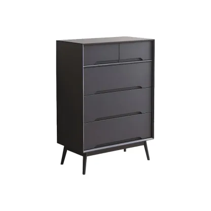 Retro Black Wood Dresser with Drawers storage for Bedroom Image - 2
