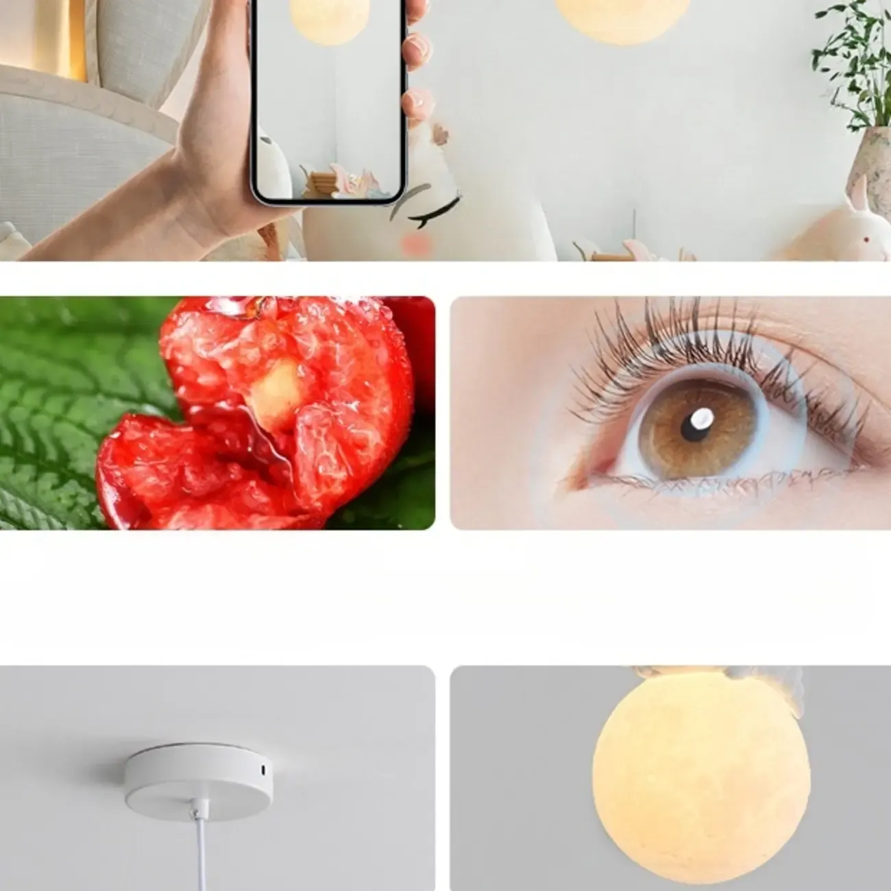 Kids Dimmable 3D Moon Pendant Light with Rabbit for Bedroom Image - 17