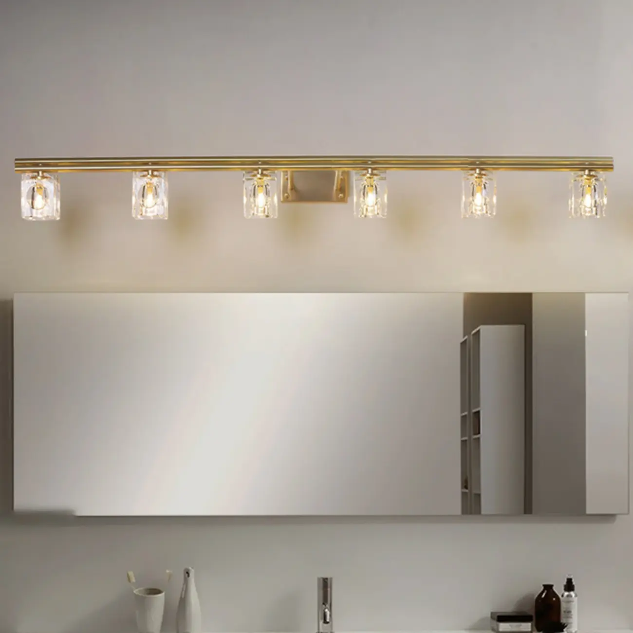 Modern Gold Bathroom Vanity Lights with Clear Crystal Shade Image - 15 | homeyfad