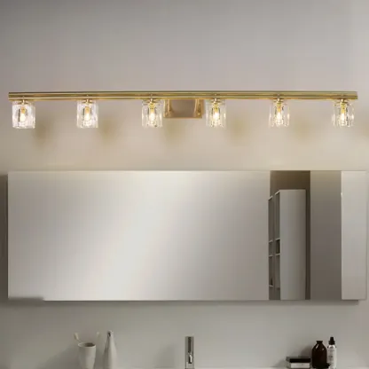 Modern Gold Bathroom Vanity Lights with Clear Crystal Shade Image - 15