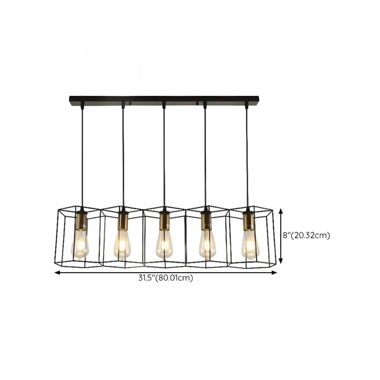 Industrial Island Light Metal Black Geometric Pendant Light for Kitchen Image - 15 | homeyfad