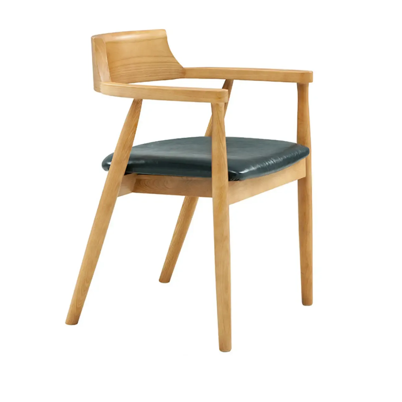 Simplistic Leather Upholstered Dining Chair Wooden with Armrest Image - 6