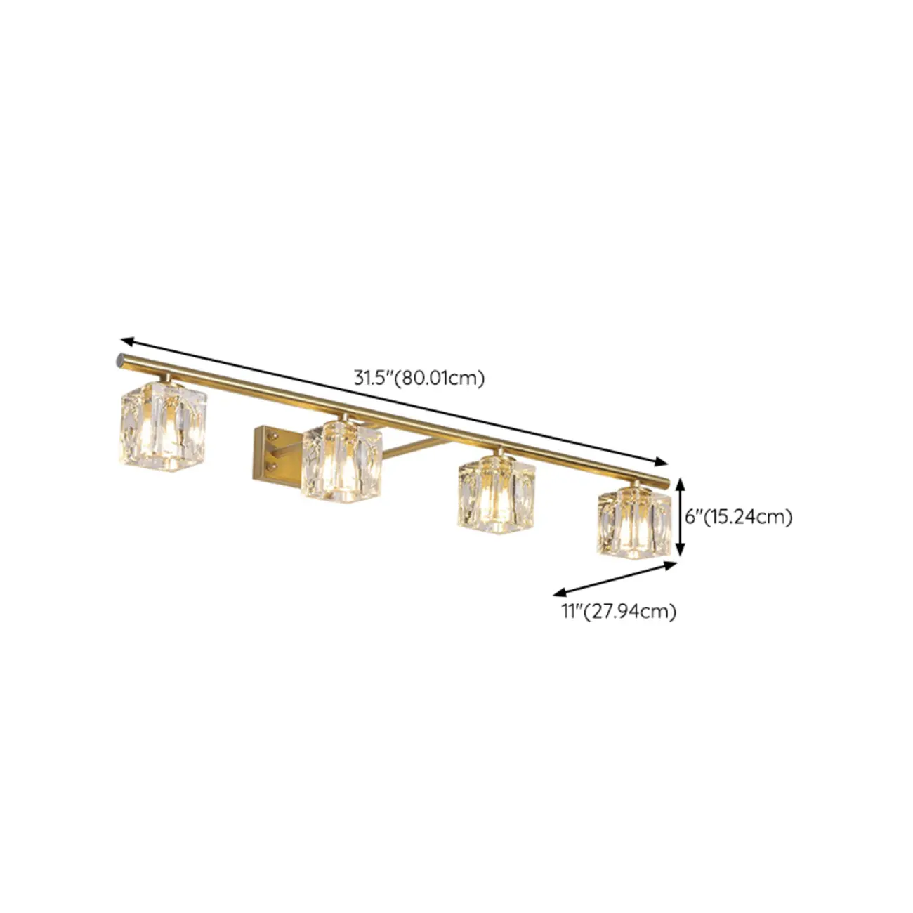 Modern Gold Bathroom Vanity Lights with Clear Crystal Shade #size