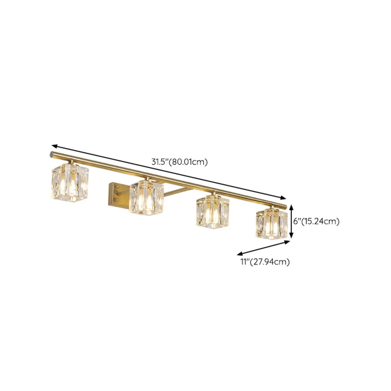 Modern Gold Bathroom Vanity Lights with Clear Crystal Shade #size