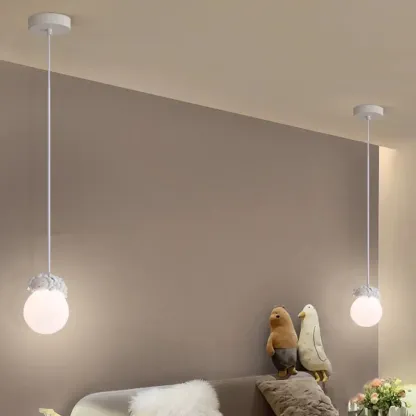 Kids Dimmable 3D Moon Pendant Light with Rabbit for Bedroom Image - 20