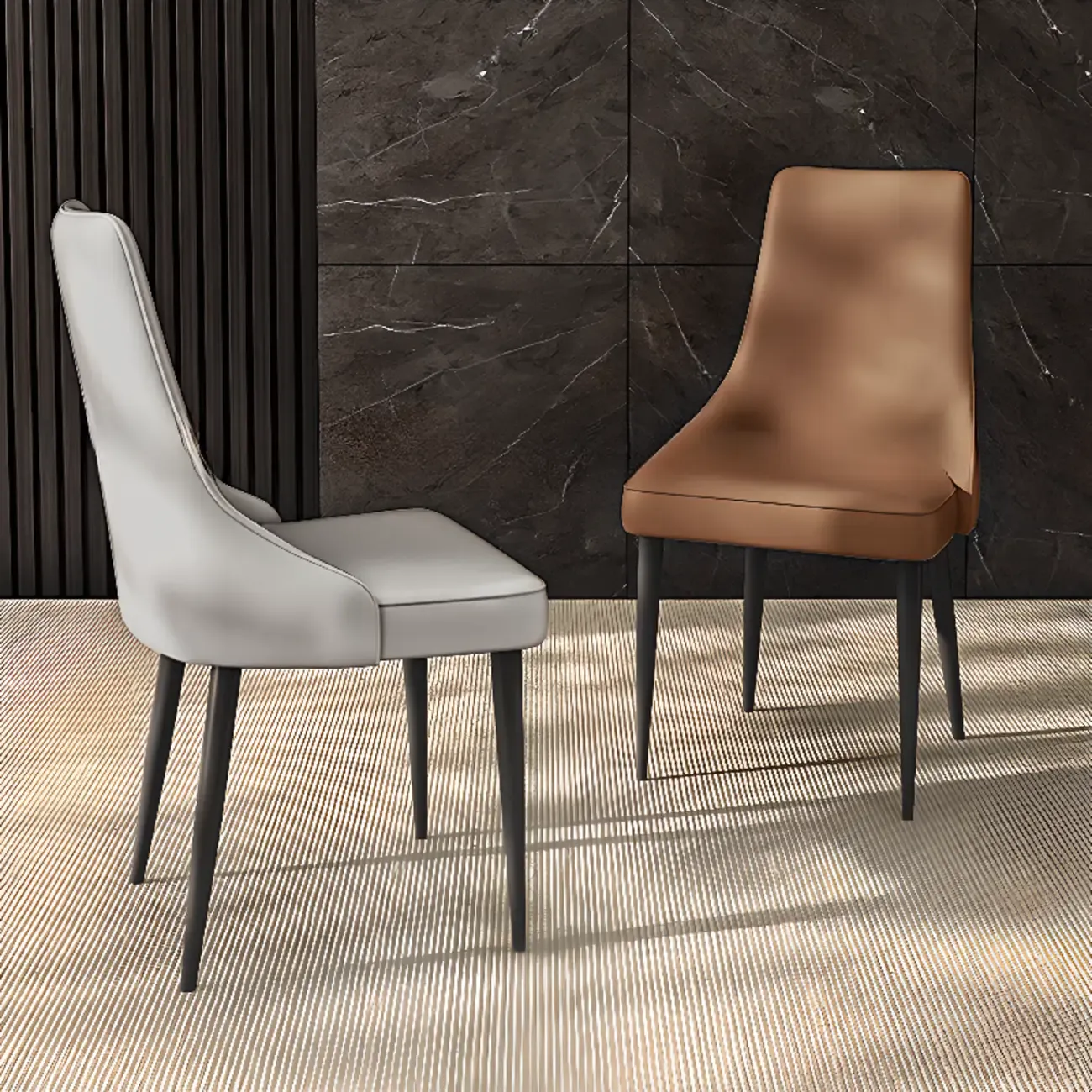 Modern Armless Faux Leather Upholstered High Back Dining Chair Image - 1