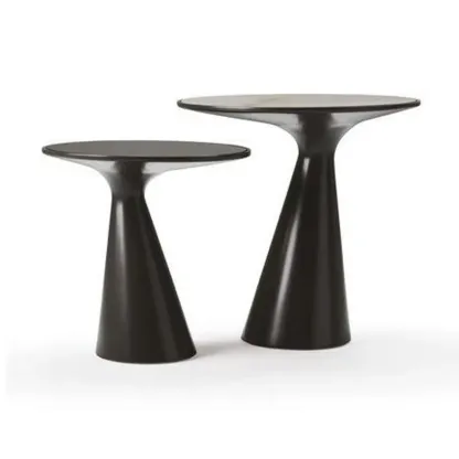 Modern Round Metal and Glass Side Table for Living Room Image - 2
