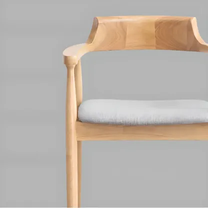 Simplistic Leather Upholstered Dining Chair Wooden with Armrest Image - 9