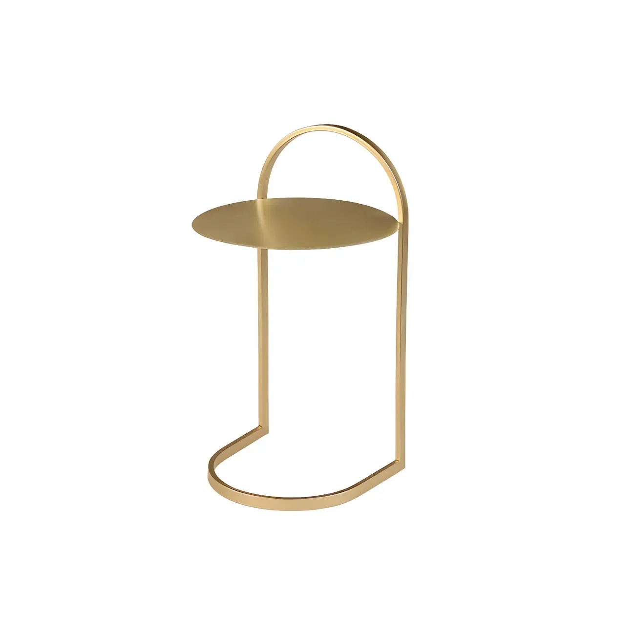 Simple Round Metal Bedside Table in Black with Shelf Image - 2