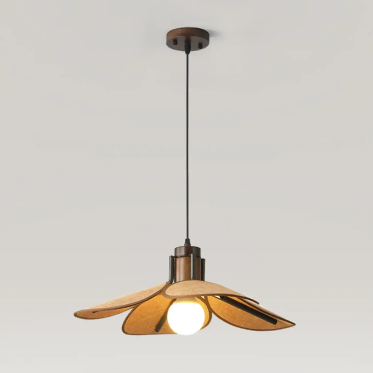 Walnut Wood Flora Pendant Light for Dining Room. Image - 7