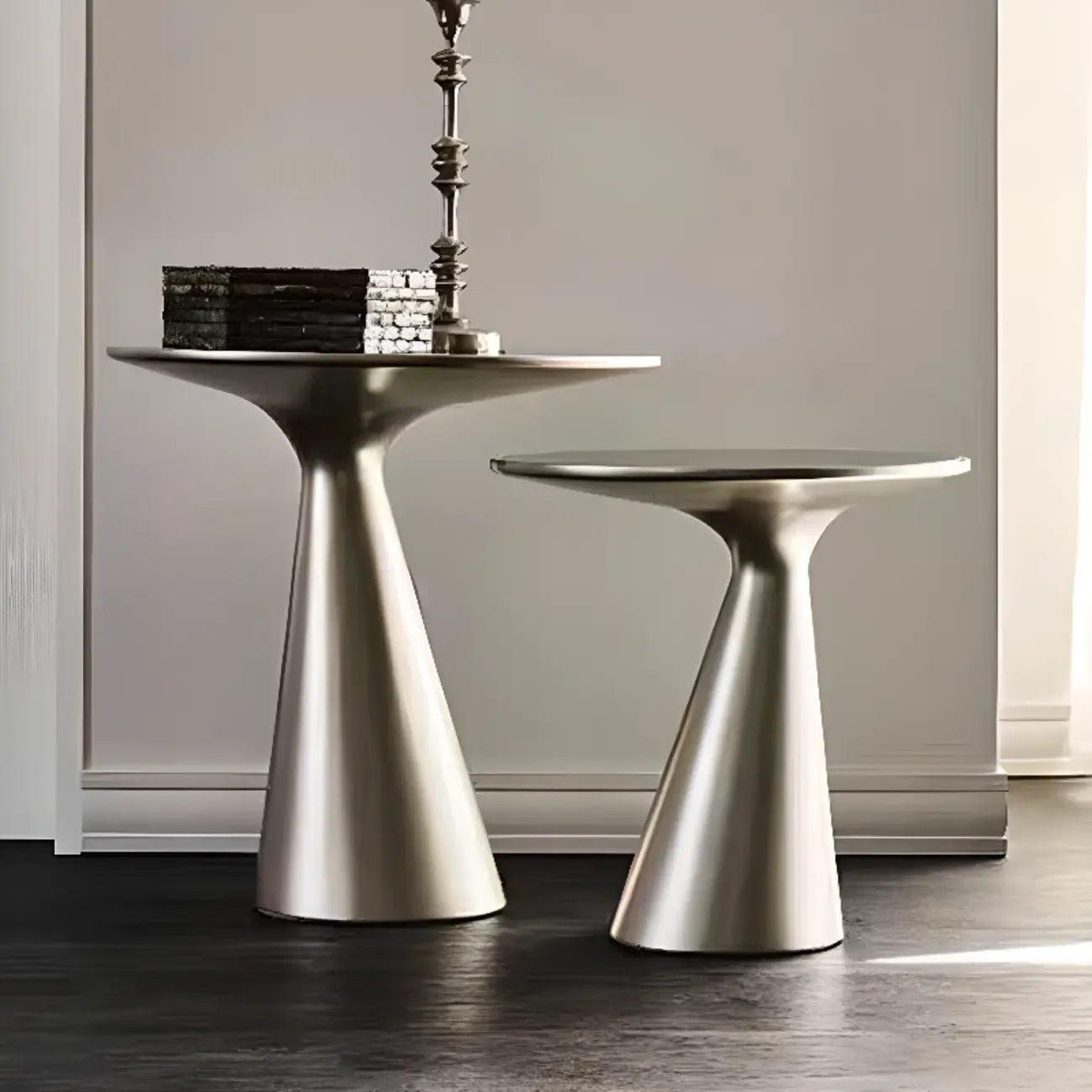 Modern Round Metal and Glass Side Table for Living Room Image - 4
