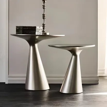 Modern Round Metal and Glass Side Table for Living Room Image - 4