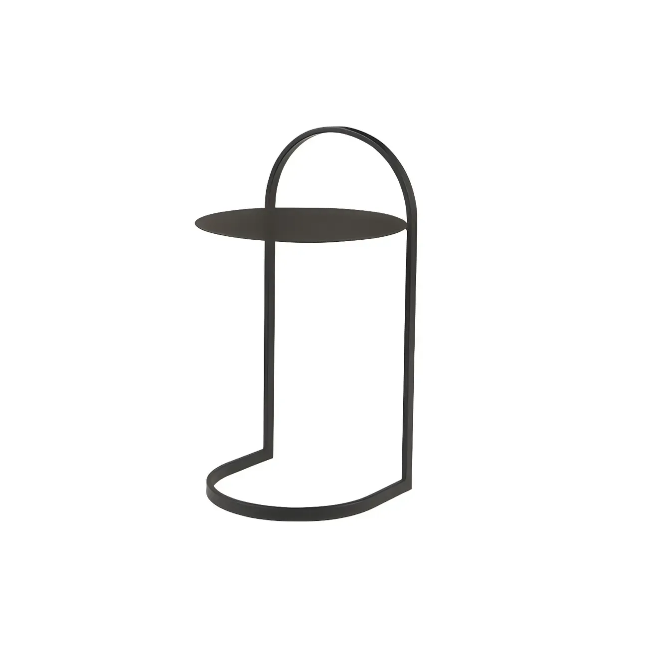 Simple Round Metal Bedside Table in Black with Shelf  Image - 3
