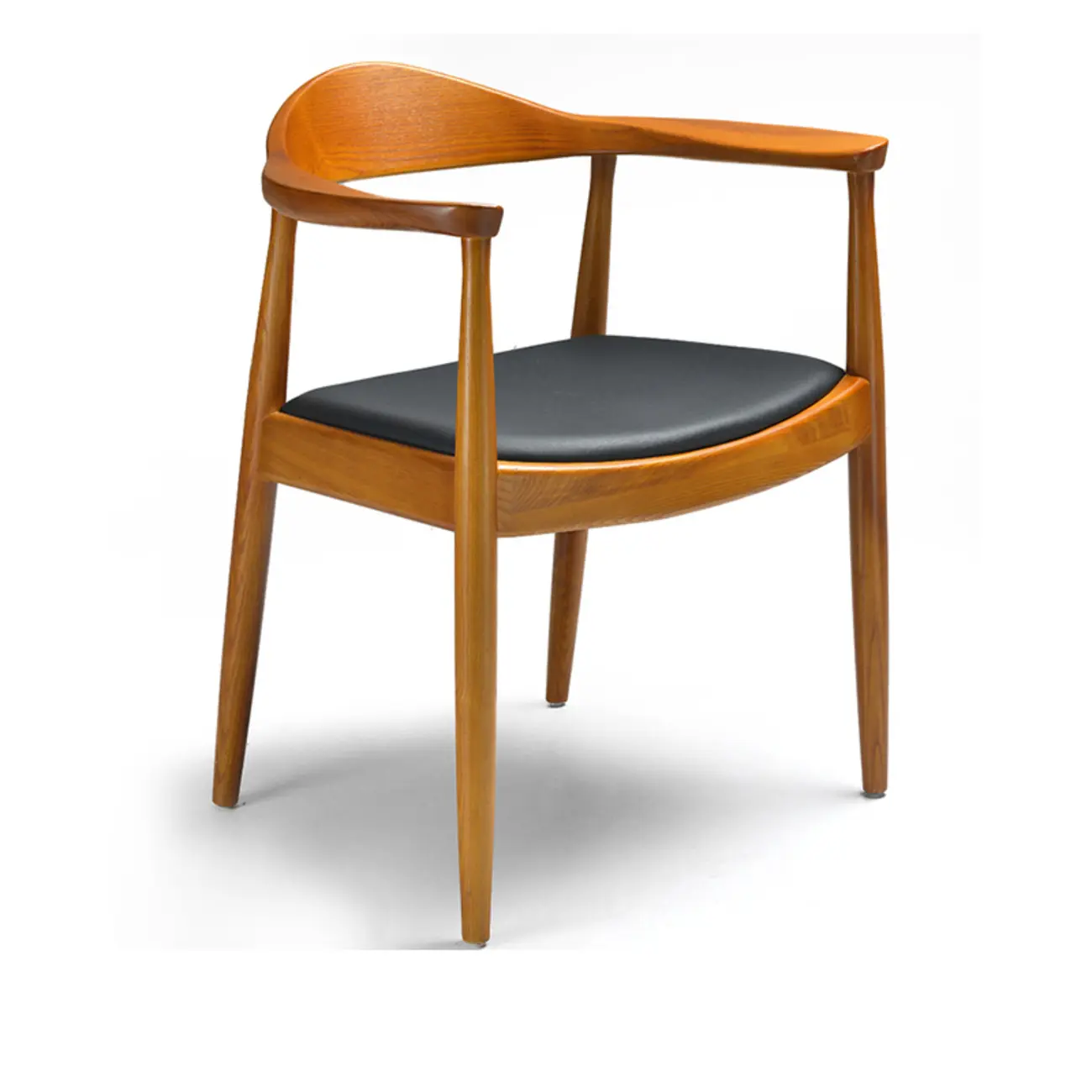 Simplistic Leather Upholstered Dining Chair Wooden with Armrest Image - 10 | homeyfad
