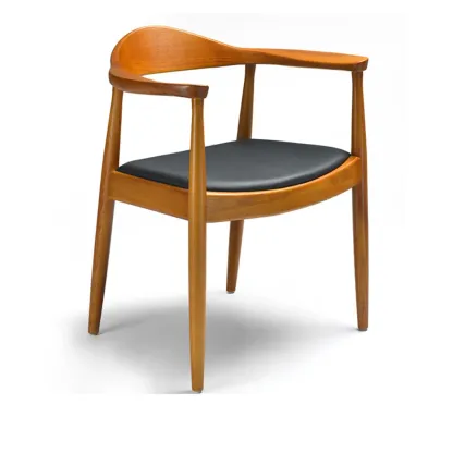 Simplistic Leather Upholstered Dining Chair Wooden with Armrest Image - 10