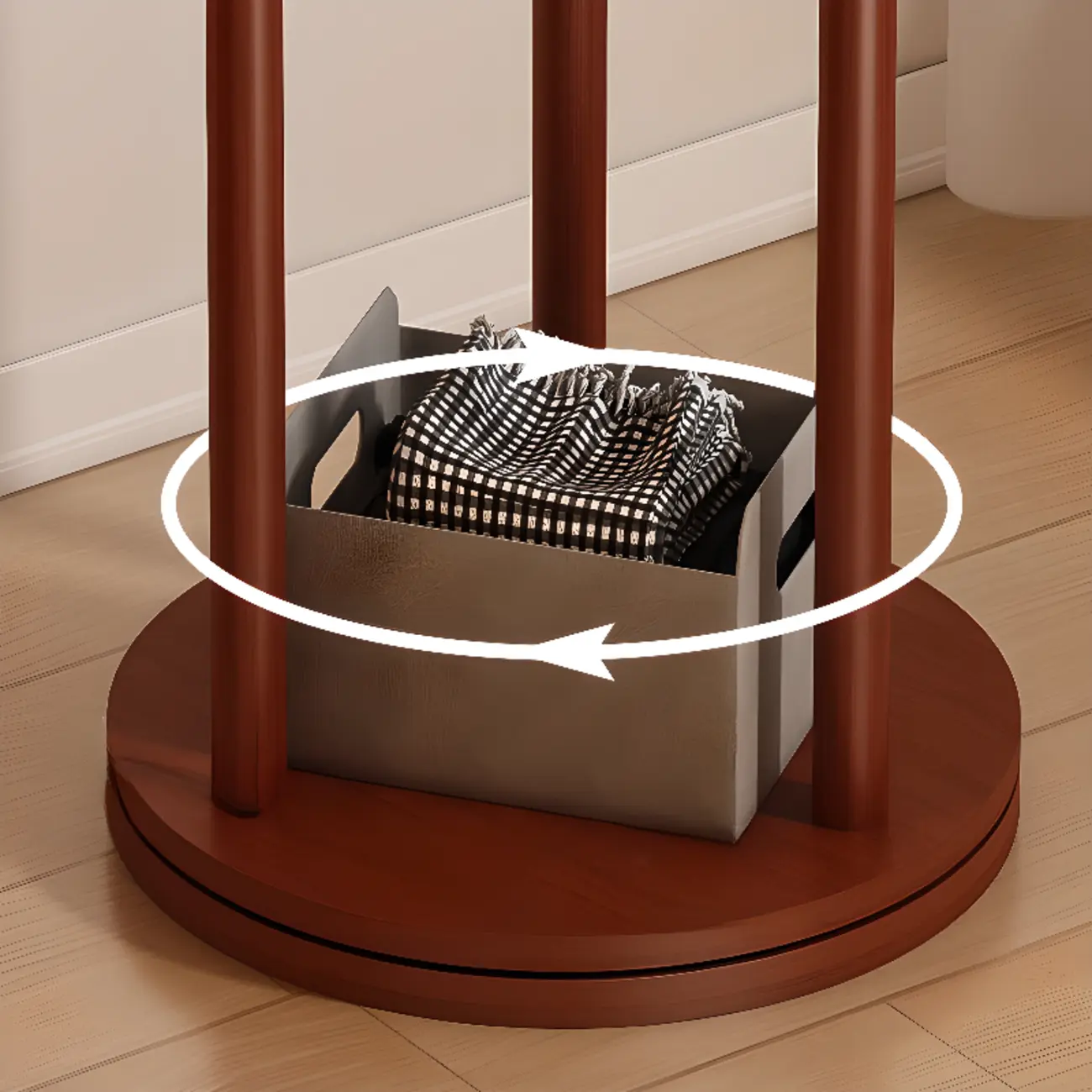 Modern Rotating Wooden Coat Rack with Shelves Image - 8 | homeyfad