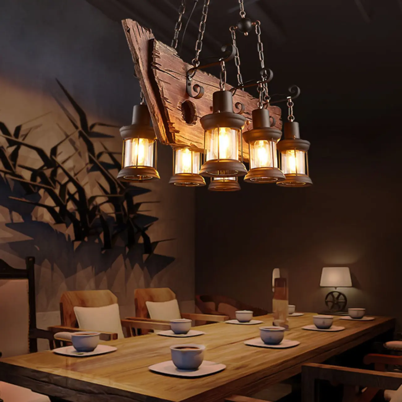 Industrial Island Light Brown Steampunk Cylindrical Pendant Light Image - 1 | homeyfad