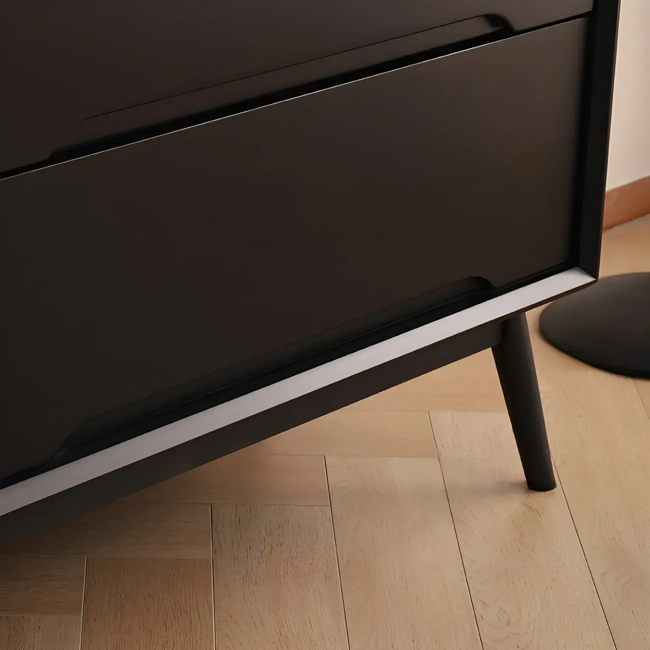 Retro Black Wood Dresser with Drawers for Bedroom Image - 13
