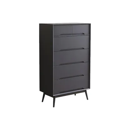 Retro Black Wood Dresser with Drawers storage for Bedroom Image - 16