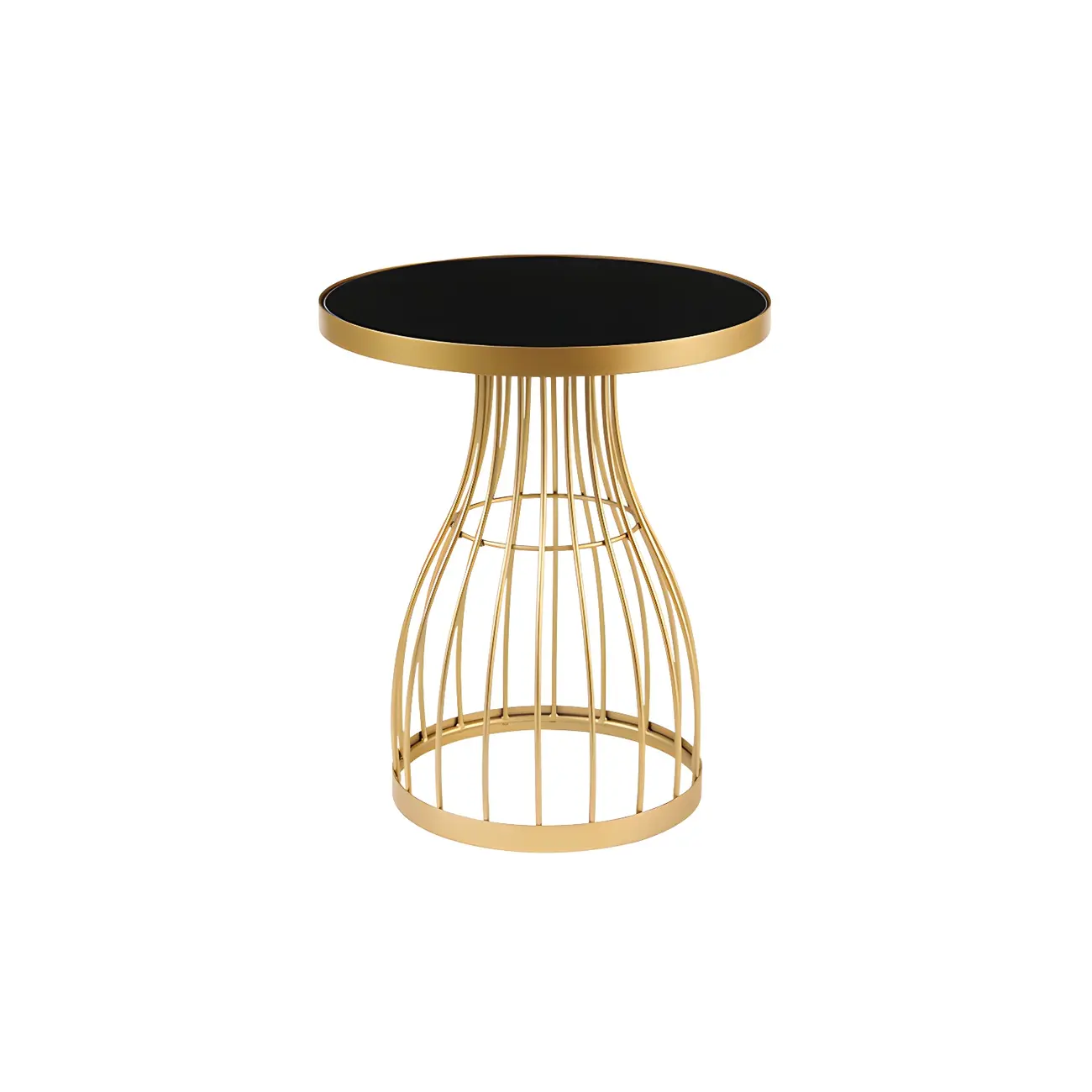 Simple Round Metal Bedside Table in Black with Shelf  Image - 5 | homeyfad