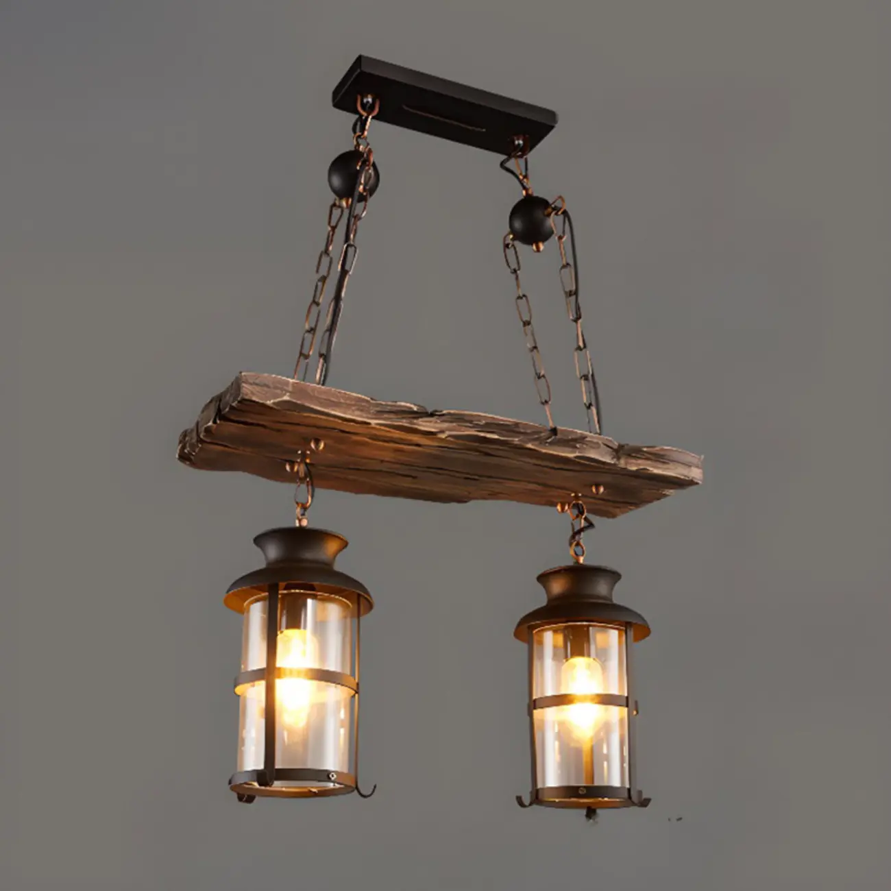 Industrial Island Light Brown Steampunk Cylindrical Pendant Light Image - 3 | homeyfad