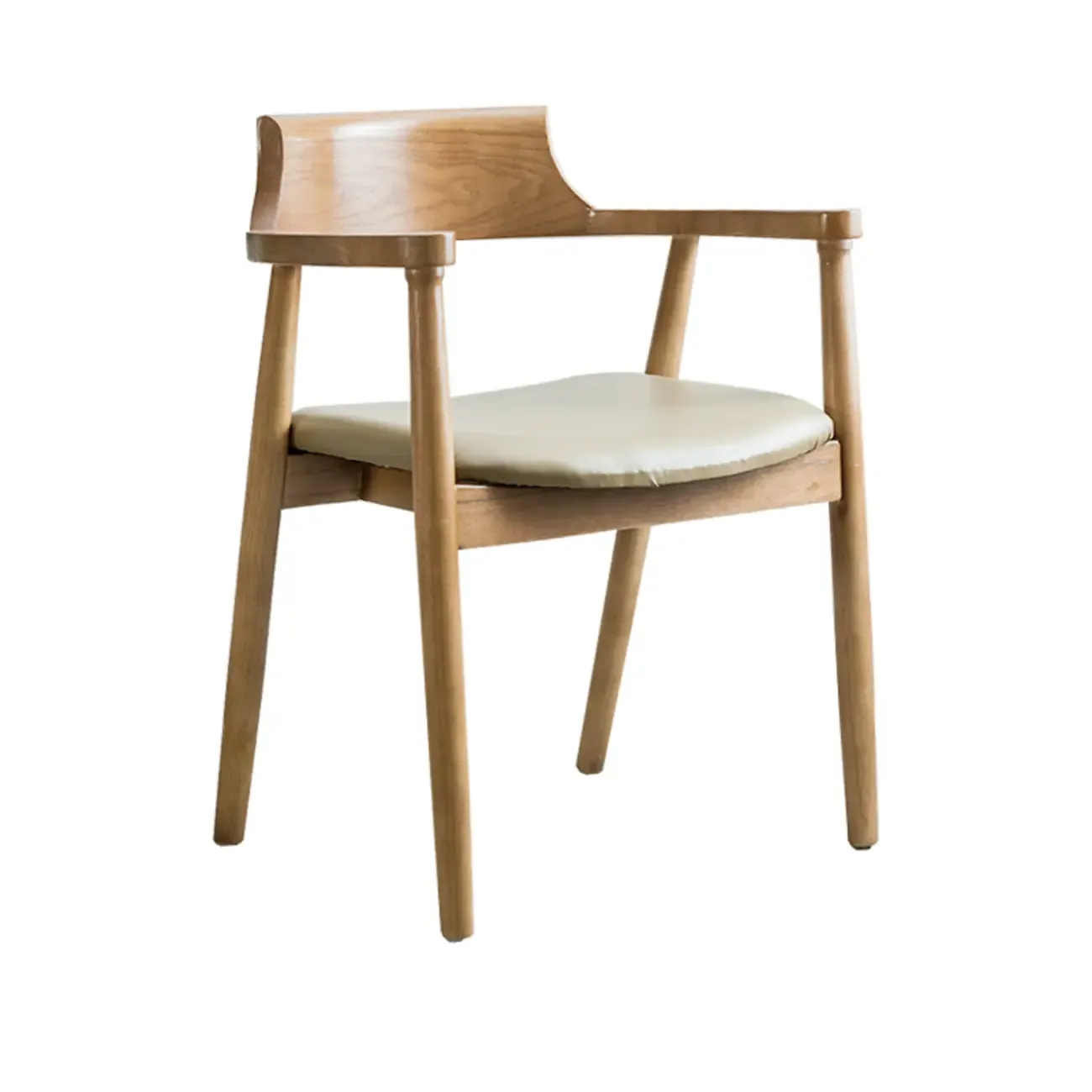 Simplistic Leather Upholstered Dining Chair Wooden with Armrest Image - 12