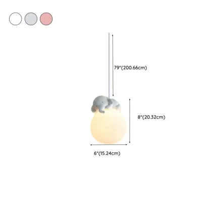 Kids Dimmable 3D Moon Pendant Light with Rabbit for Bedroom Image - 25