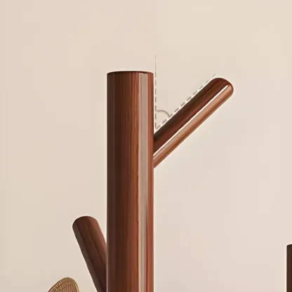 Modern Rotating Wooden Coat Rack with Shelves Image - 11
