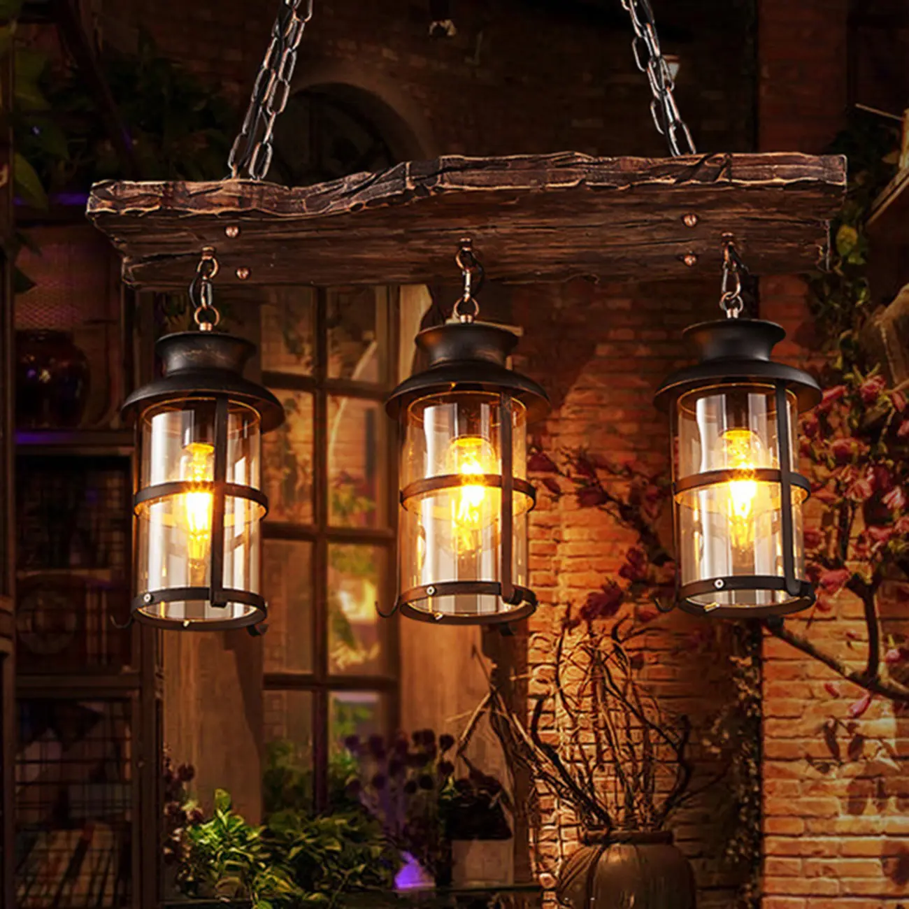 Industrial Island Light Brown Steampunk Cylindrical Pendant Light Image - 4 | homeyfad