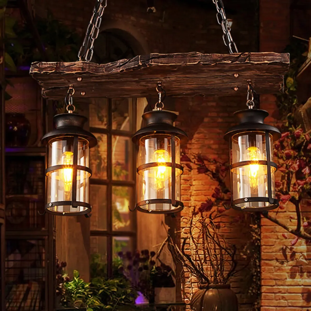 Industrial Island Light Brown Steampunk Cylindrical Pendant Light Image - 4